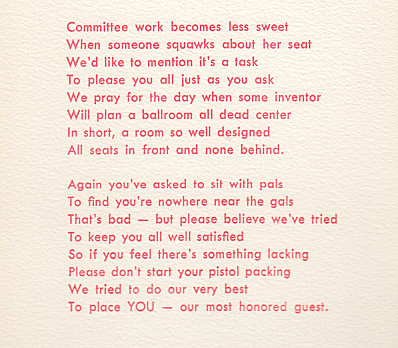 Please Don't Shoot the Seating Committee