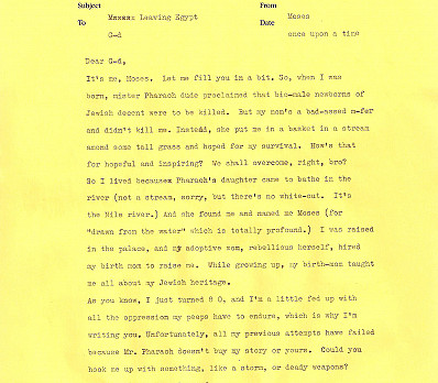 Story of Moses - a memo from Moses to G-d