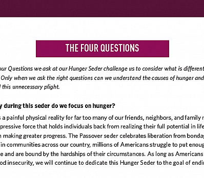 Why during this seder do we focus on hunger?