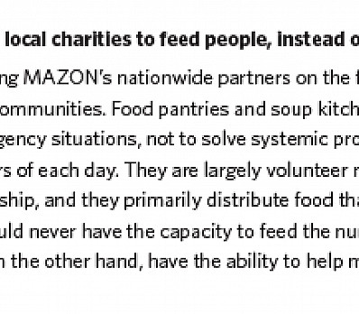 Why isn’t it better for local charities to feed people, instead of the government?