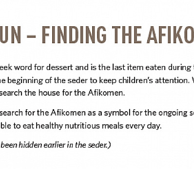 TZAFUN – FINDING THE AFIKOMEN