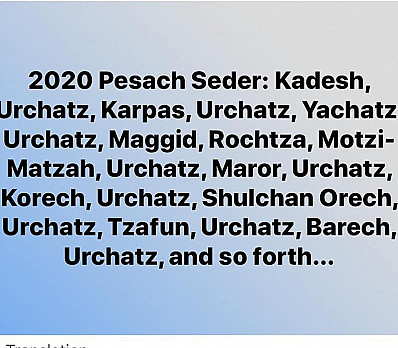 The Order of the Seder 2020