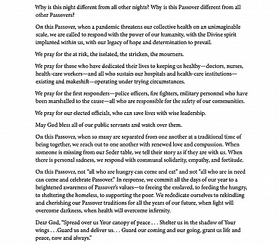 Corona Seder Prayer