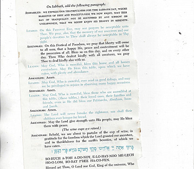 On Sabbath Add the Following