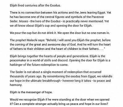 Opening the Door for Elijah