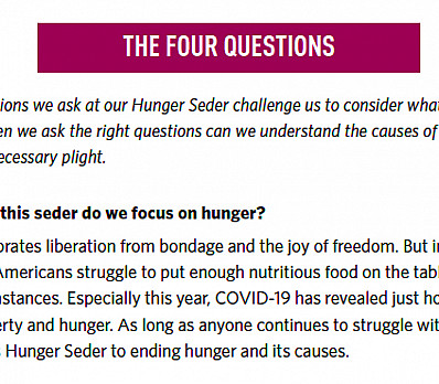 Why during this seder do we focus on hunger?