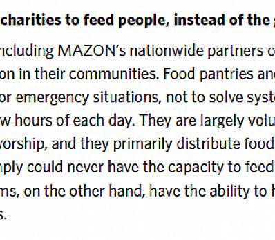 Why isn’t it better for local charities to feed people, instead of the government?
