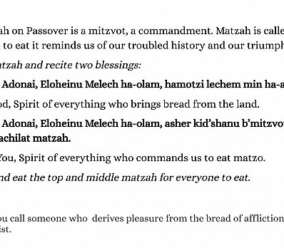 The Blessing Over The Meal And Matzah