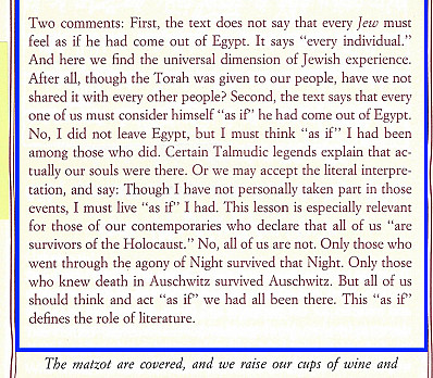 Abba's Bookmarked Commentary in Eli Weisel's Haggadah