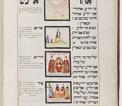 The song "Who Knows One", Amsterdam Haggadah, 1738, NLI