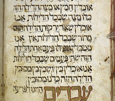 Ma Nishtana, Golden Haggadah, Italy, 14th Century, NLI