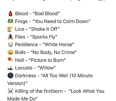 10 Plagues as Taylor Swift Songs